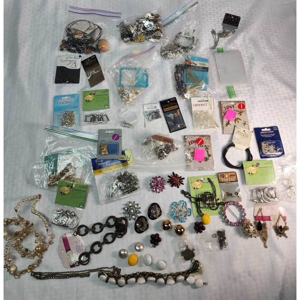 Jewelry Making Lot- Clasps, Beads, Adornments, Gemstones, Miscellaneous Jewelry